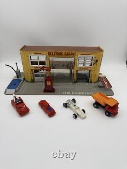 Keystone Vintage Tin Toy Garage Service Station with Gas Pump, Cars & Org Box