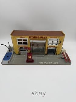 Keystone Vintage Tin Toy Garage Service Station with Gas Pump, Cars & Org Box