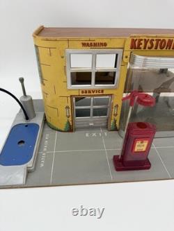 Keystone Vintage Tin Toy Garage Service Station with Gas Pump, Cars & Org Box