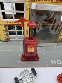 Keystone Vintage Tin Toy Garage Service Station with Gas Pump, Cars & Org Box