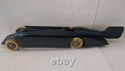 Kingsbury Toys Rare Blue Golden Arrow Landspeed Record Car White Wheels Working