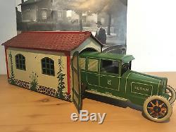 Lehmann Germany Wind Up Tin Toy Car Sedan Work, Original Garage Prewar 1925 Ford