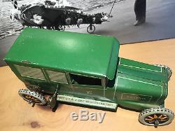 Lehmann Germany Wind Up Tin Toy Car Sedan Work, Original Garage Prewar 1925 Ford