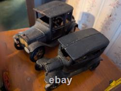 LOT OF ANTIQUE & VINTAGE CAST IRON TOYS Cars And Horse And Carriage Etc