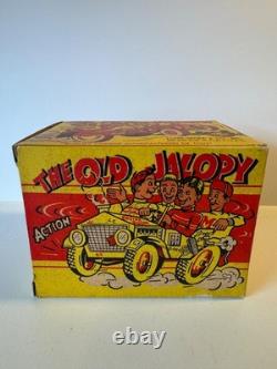 LOUIS MARX TOYS THE OLD JOLOPY COLLEGE KIDS Tin Litho Wind Up Car with Box