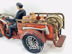 Large HUBLEY INDIAN Vintage Cast Iron Crash Car Motorcycle with all Accessories
