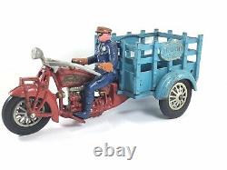 Large HUBLEY INDIAN Vintage Cast Iron Traffic Car Motorcycle All Original