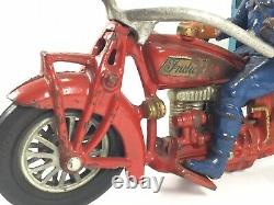 Large HUBLEY INDIAN Vintage Cast Iron Traffic Car Motorcycle All Original