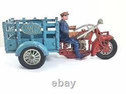 Large HUBLEY INDIAN Vintage Cast Iron Traffic Car Motorcycle All Original