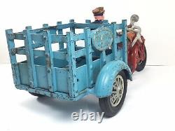 Large HUBLEY INDIAN Vintage Cast Iron Traffic Car Motorcycle All Original