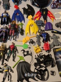 Large Lot Of Vintage Batman Figures, Bat Cave, Vehicles, Accessories, HotWheels