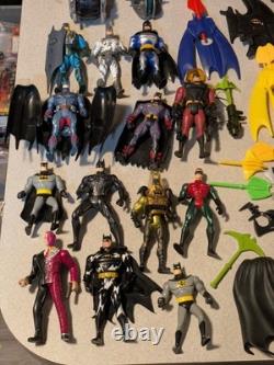 Large Lot Of Vintage Batman Figures, Bat Cave, Vehicles, Accessories, HotWheels