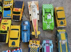 Large Lot Vintage Slot Cars Toys 42 Complete & Parts Tyco Ideal AFX A/FX Aurora