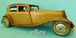 Large & Very early Wind Up Clockwork Tin Toy Car UK c1930