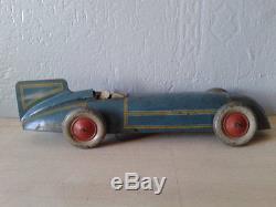 Large Vintage Tin Burnett Land Speed Boat Tailed Clockwork Race Car England