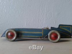 Large Vintage Tin Burnett Land Speed Boat Tailed Clockwork Race Car England