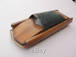 Large vintage wood & leather dream car model DS Citroen style maquette bois 1955