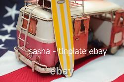 Last TINPLATE MODEL BLECHMODELL Camp Camper Surf bus pink trailer car handmade