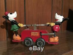 Lionel Prewar Disney Mickey And Minnie Mouse RED hand car works! O-SCALE