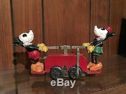 Lionel Prewar Disney Mickey And Minnie Mouse RED hand car works! O-SCALE