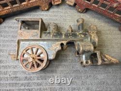Lot 3 Cast Iron Toy Train Cars Pennsylvania RR CO Normandie 333 +Locomotive VTG