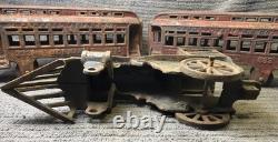 Lot 3 Cast Iron Toy Train Cars Pennsylvania RR CO Normandie 333 +Locomotive VTG