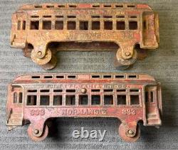Lot 3 Cast Iron Toy Train Cars Pennsylvania RR CO Normandie 333 +Locomotive VTG