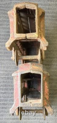 Lot 3 Cast Iron Toy Train Cars Pennsylvania RR CO Normandie 333 +Locomotive VTG