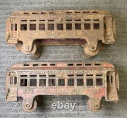 Lot 3 Cast Iron Toy Train Cars Pennsylvania RR CO Normandie 333 +Locomotive VTG