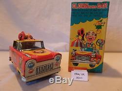 (Lot #389) Rare Vintage Tin Toy Friction Clown in His Car Cragstan Japan Box