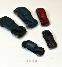 Lot 5 Vintage Auburn Rubber Toy Cars Oldsmobile Six Sedan Coupe Prewar USA Tires