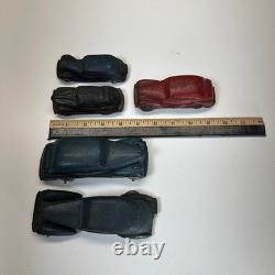 Lot 5 Vintage Auburn Rubber Toy Cars Oldsmobile Six Sedan Coupe Prewar USA Tires