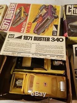 Lot 6 Vintage Toy Model Car Kits, 71 Duster, 76 Dart, Nitro Charger, AMT, MPC