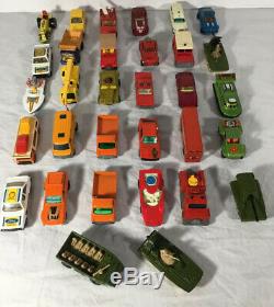 Lot of 32 Vintage 1970s Matchbox Lesney Made in England Cars Trucks Military