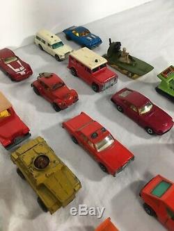 Lot of 32 Vintage 1970s Matchbox Lesney Made in England Cars Trucks Military