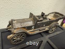 Lot of 4 Vintage Cast Iron Toy Cars Hubley A. C. WILLIAMS Lincoln Race Car