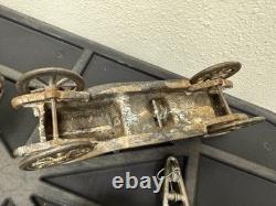 Lot of 4 Vintage Cast Iron Toy Cars Hubley A. C. WILLIAMS Lincoln Race Car