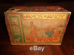 Louis Marx Amos'N' Andy Fresh Air Taxi Tin Windup Car with Original Box & Cutouts