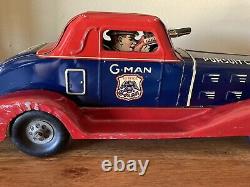 MARX 1930s G-MAN PURSUIT CAR WIND UP TIN TOY