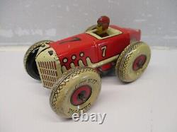 MARX TIN LITHO WINDUP RACER & DRIVER & BALLOON TIRES NICE 1940s RACE CAR WORKS