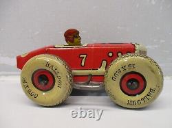 MARX TIN LITHO WINDUP RACER & DRIVER & BALLOON TIRES NICE 1940s RACE CAR WORKS