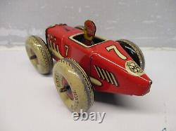 MARX TIN LITHO WINDUP RACER & DRIVER & BALLOON TIRES NICE 1940s RACE CAR WORKS