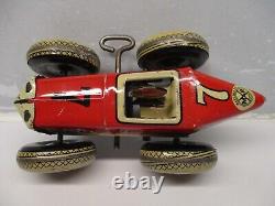MARX TIN LITHO WINDUP RACER & DRIVER & BALLOON TIRES NICE 1940s RACE CAR WORKS