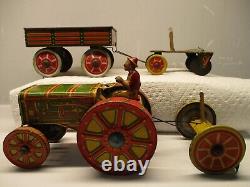 MARX TIN LITHO WINDUP RACER & DRIVER & BALLOON TIRES NICE 1940s RACE CAR WORKS