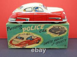 MASUDAYA MODERN TOYS JAPAN 1950s BOXED TIN POLICE CAR RARE WITH SPELLING MISTAKE