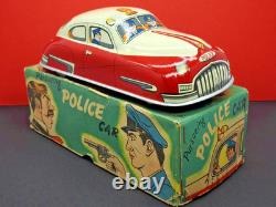 MASUDAYA MODERN TOYS JAPAN 1950s BOXED TIN POLICE CAR RARE WITH SPELLING MISTAKE
