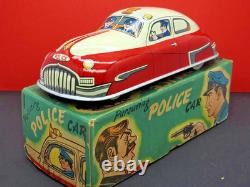 MASUDAYA MODERN TOYS JAPAN 1950s BOXED TIN POLICE CAR RARE WITH SPELLING MISTAKE