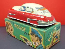 MASUDAYA MODERN TOYS JAPAN 1950s BOXED TIN POLICE CAR RARE WITH SPELLING MISTAKE