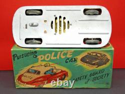 MASUDAYA MODERN TOYS JAPAN 1950s BOXED TIN POLICE CAR RARE WITH SPELLING MISTAKE