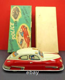 MASUDAYA MODERN TOYS JAPAN 1950s BOXED TIN POLICE CAR RARE WITH SPELLING MISTAKE